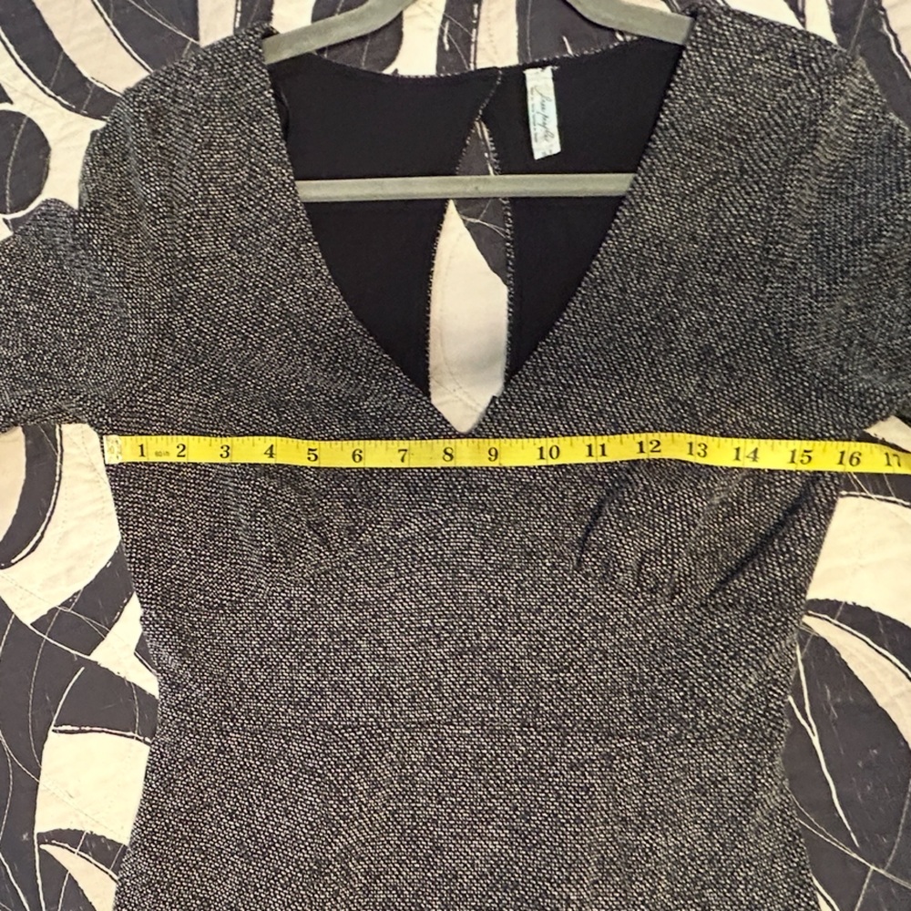 FREE PEOPLE Heartstopper Knit Gray V-Neck Long Sleeve Skater Mini Dress Boho - Picture 13 of 14